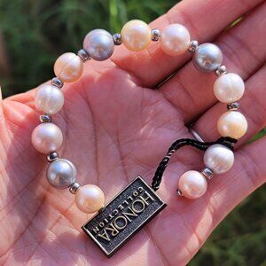 Honora Collection multicolored 10 mm large genuine pearls sterling silver bracel